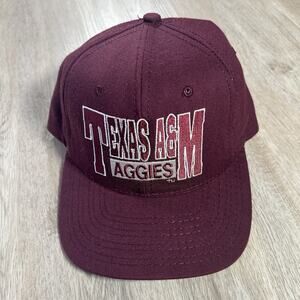 Vintage Texas A&M Aggies Hat Snapback‎ College Red Maroon Wool Blend Cap USA